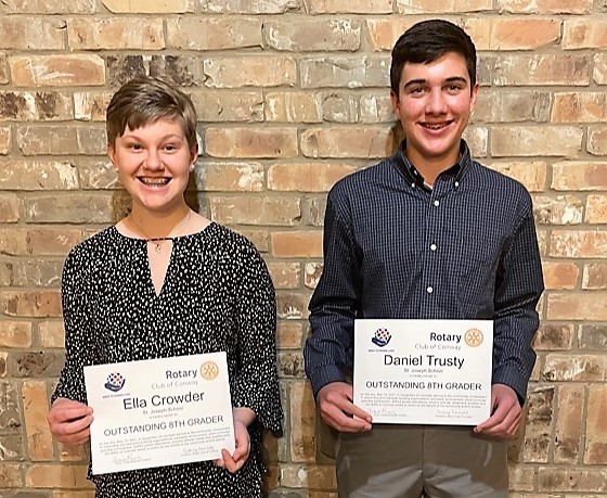 Ella Crowder and Daniel Trusty were recently recognized by Conway Noon Rotary Club