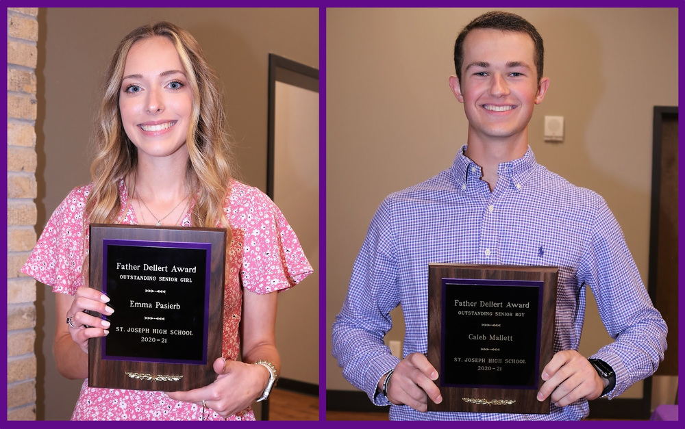Emma Pasierb and Caleb Mallett were presented with the Father Dellert Award on May 12th. 