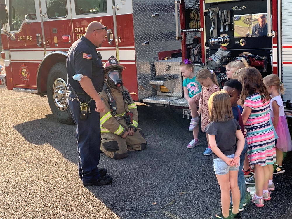 Preschoolers through the third grade met Conway firefighters who taught them about safety rules. 