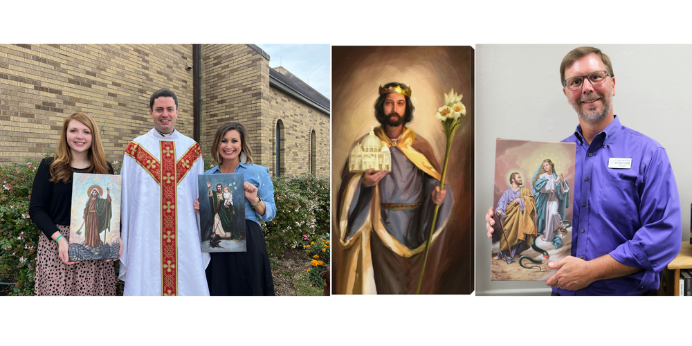 Four paintings of Our Patron, St. Joseph, were recently donated to the church and school. 